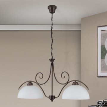 Полилей с верига RULA 2xE27/40W/230V бял/бронзов