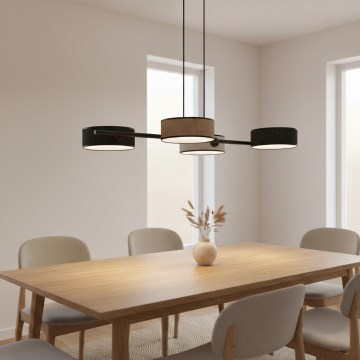 Полилей с кабел DRUMZ 4xE14/10W/230V черен/кафяв/сив