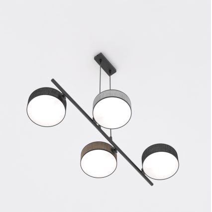 Полилей с кабел DRUMZ 4xE14/10W/230V черен/кафяв/сив