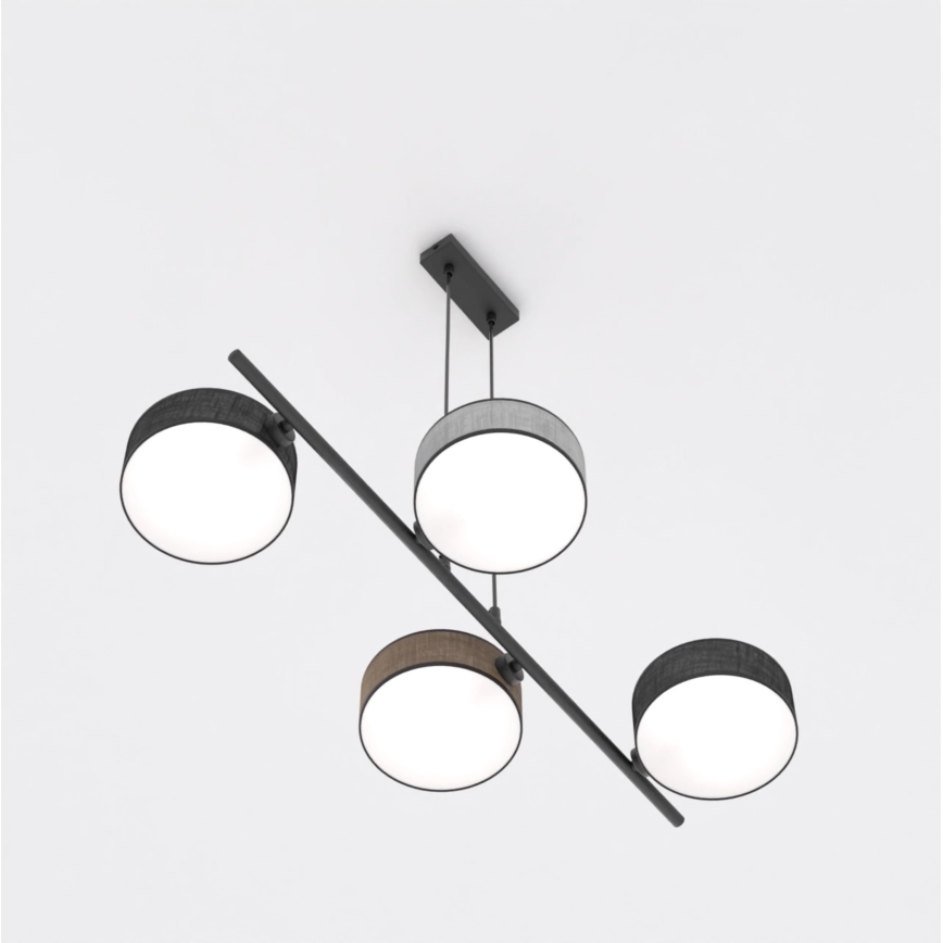 Полилей с кабел DRUMZ 4xE14/10W/230V черен/кафяв/сив