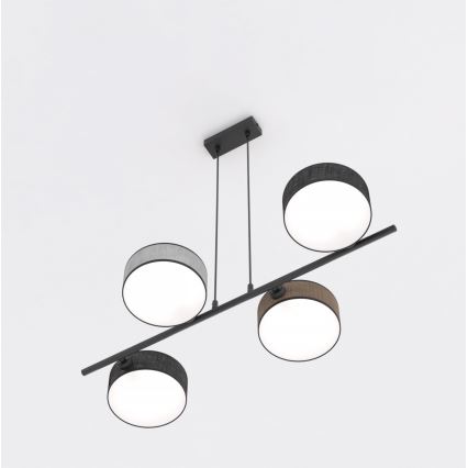 Полилей с кабел DRUMZ 4xE14/10W/230V черен/кафяв/сив