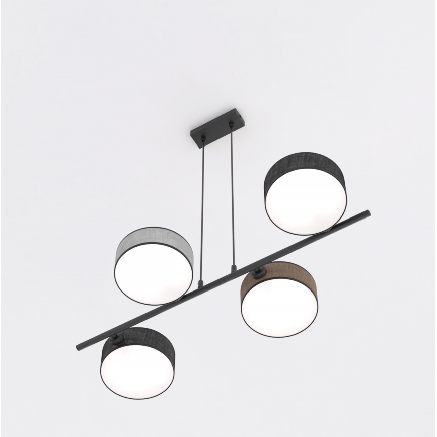 Полилей с кабел DRUMZ 4xE14/10W/230V черен/кафяв/сив