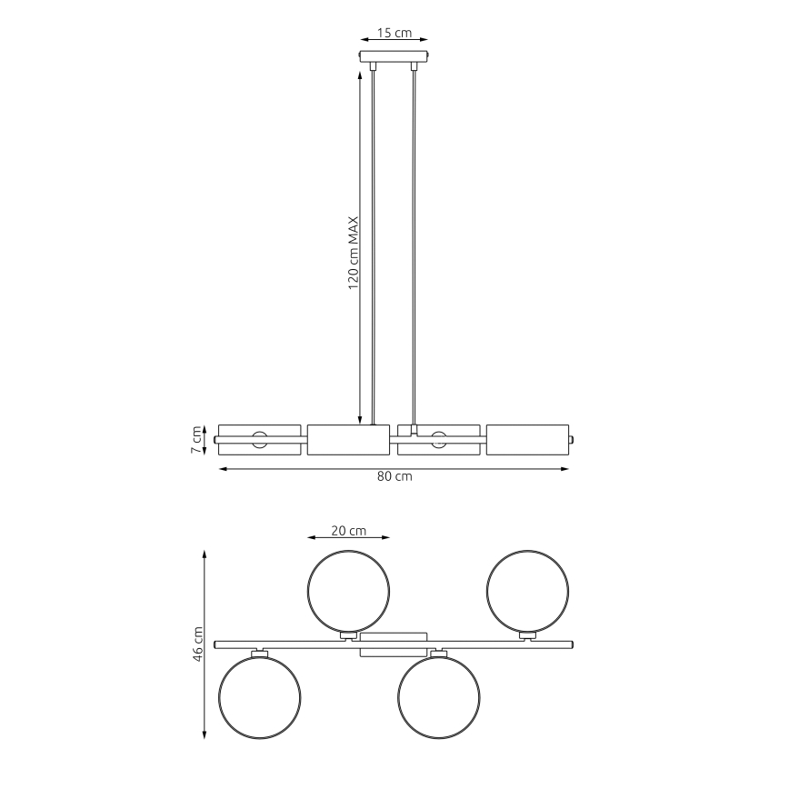 Полилей с кабел DRUMZ 4xE14/10W/230V черен/кафяв/сив