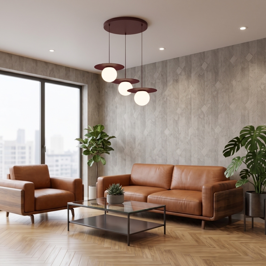 Полилей с кабел FLAT 3xE27/15W/230V бордо