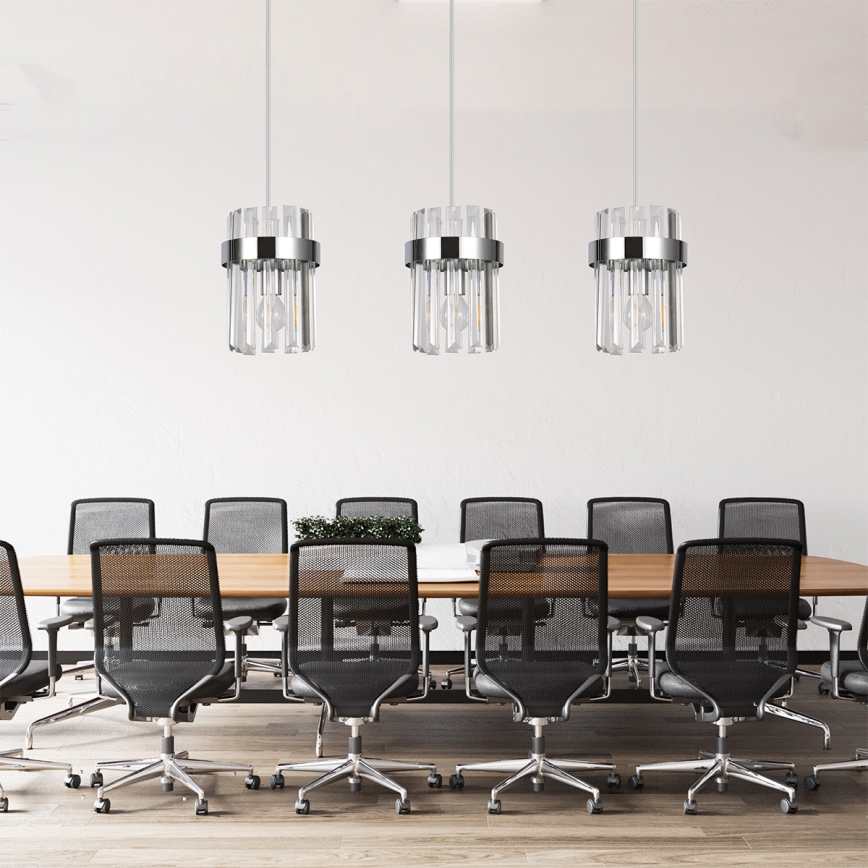 Полилей с кабел VETRO 3xE14/10W/230V лъскав хром