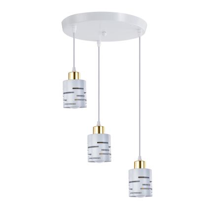 Полилей с кабелно окачване ELEN 3xE27/35W/230V, диаметър 29 см, бял/златен