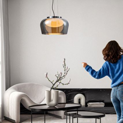 Полилей с кабелно окачване INSIEME 1xGX53/10W/230V, диаметър 38 см, димчато черен