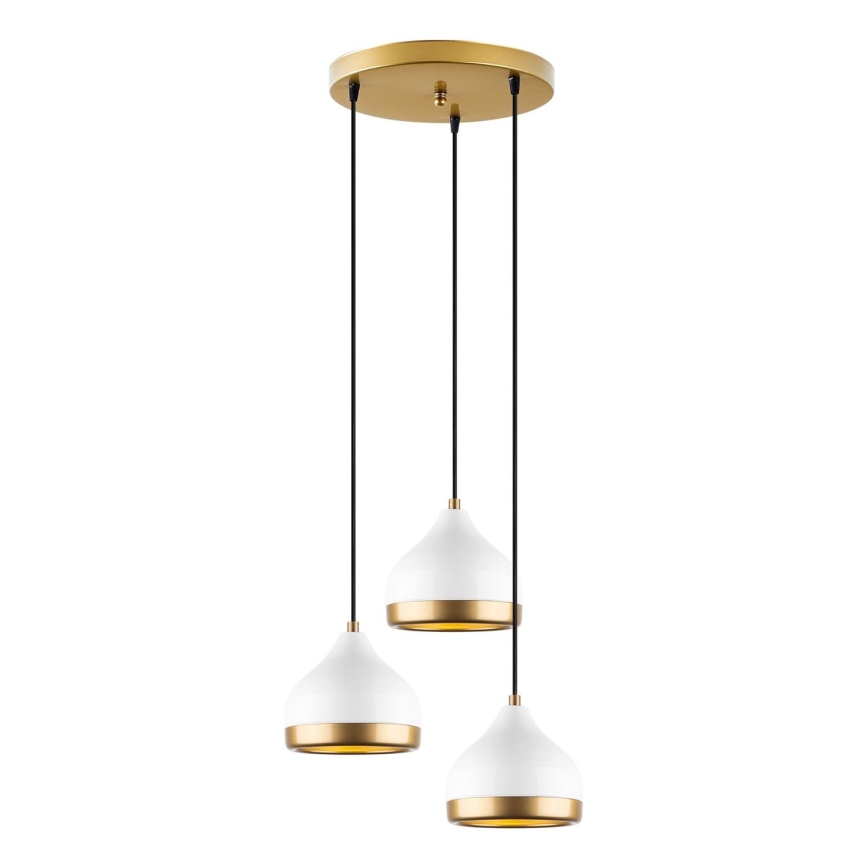 Полилей с кабелно окачване YILDO 3xE27/40W/230V бял/златист