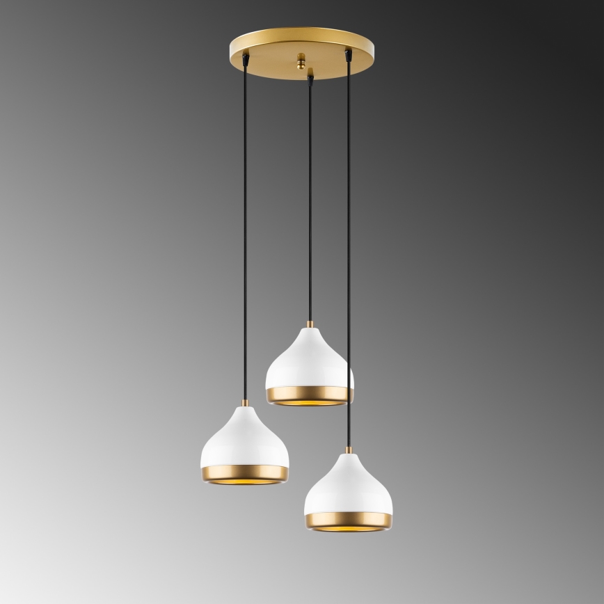 Полилей с кабелно окачване YILDO 3xE27/40W/230V бял/златист