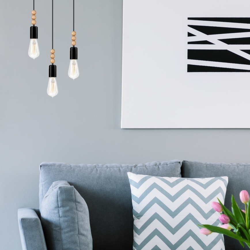 Полилей на кабел SIMON 3xE27/60W/230V бук