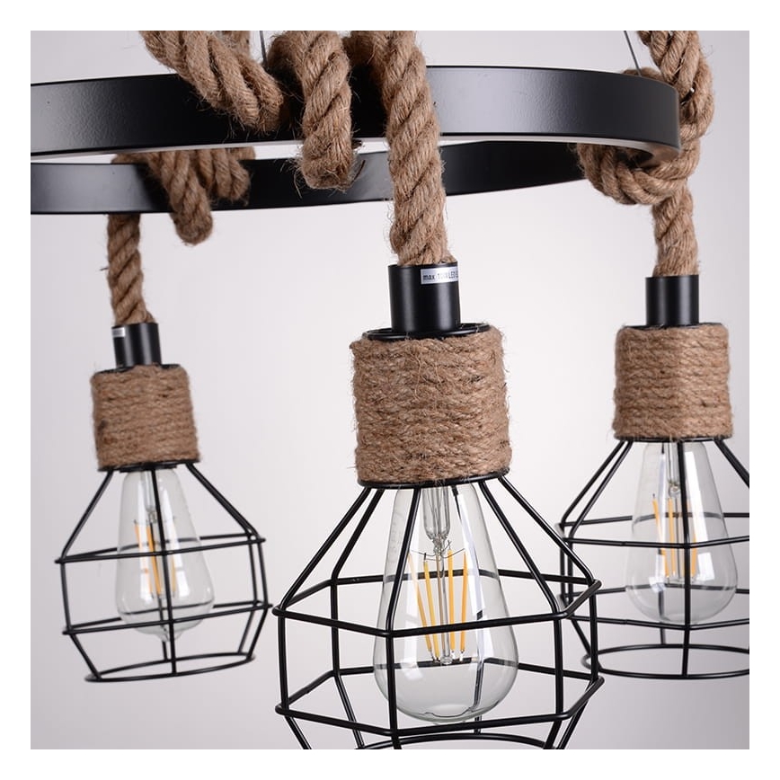 Полилей висящ на кабел ROPE ALEGRA 4xE27/10W/230V