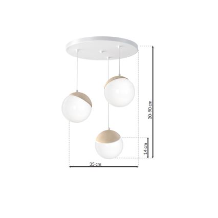 Полилей висящ на кабел SFERA WOOD 3xE14/40W/230V