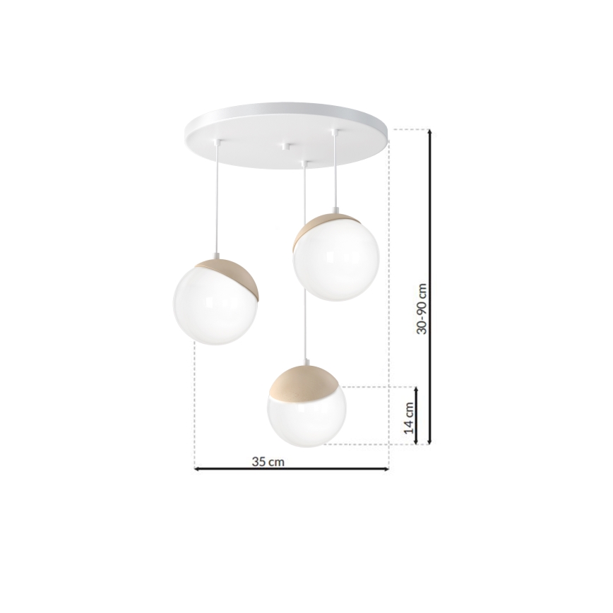 Полилей висящ на кабел SFERA WOOD 3xE14/40W/230V