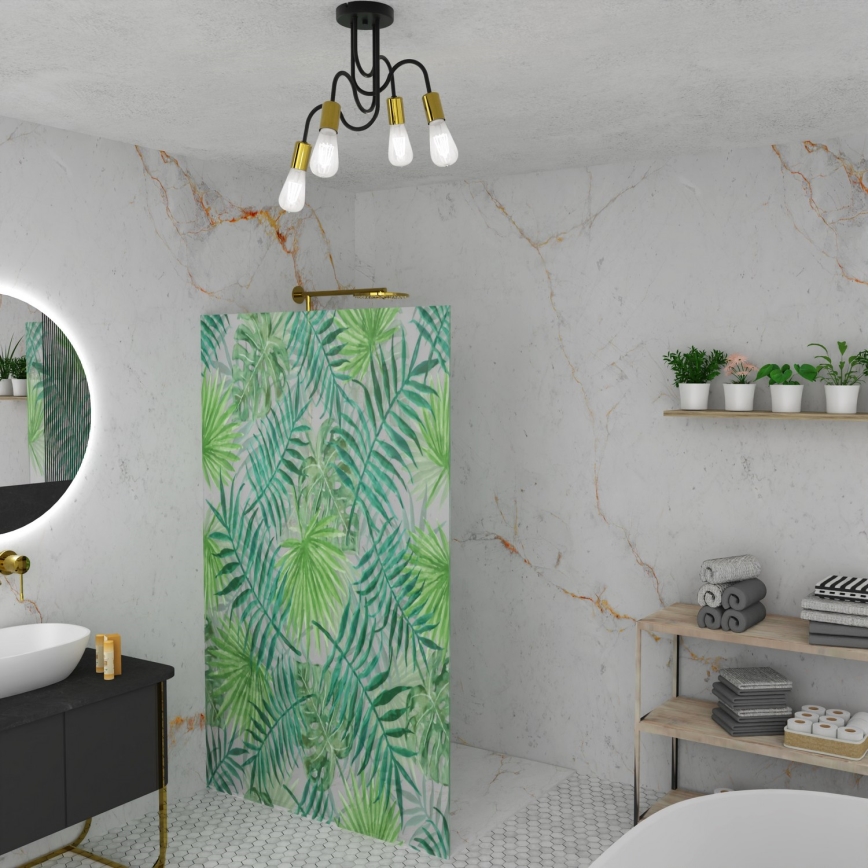 Полилей за повъхностен монтаж DOW 4xE27/60W/230V черен/златист