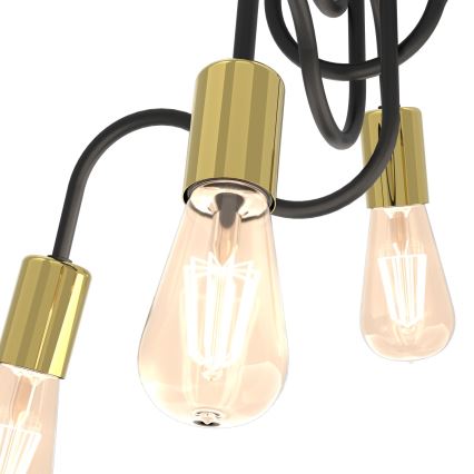 Полилей за повъхностен монтаж DOW 4xE27/60W/230V черен/златист