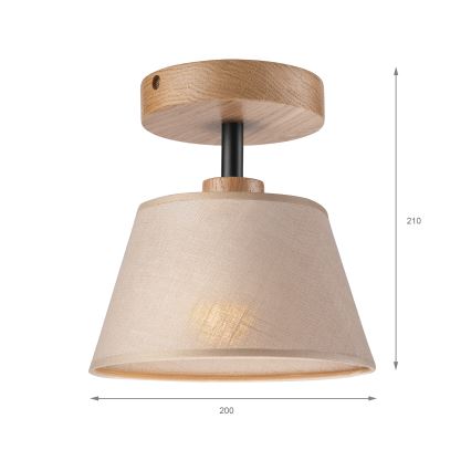 Полилей за повърхностен монтаж ANTONIO 1xE14/60W/230V бежов/дъб