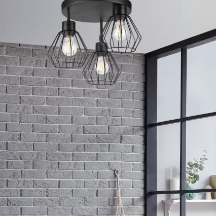 Полилей за повърхностен монтаж AUDREY 3xE27/60W/230V черен