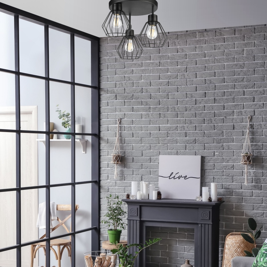 Полилей за повърхностен монтаж AUDREY 3xE27/60W/230V черен