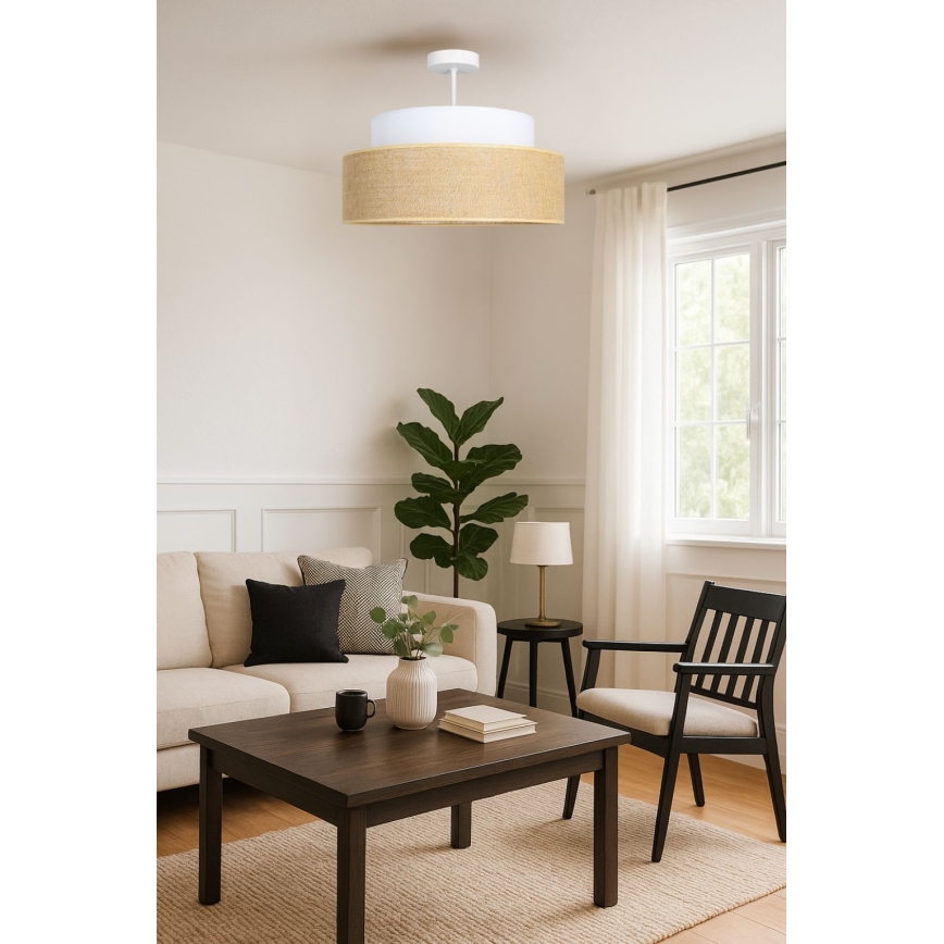 Полилей за повърхностен монтаж BOHO 1xE27/60W/230V бял/бежов
