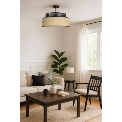 Полилей за повърхностен монтаж BOHO 1xE27/60W/230V черен/ратан