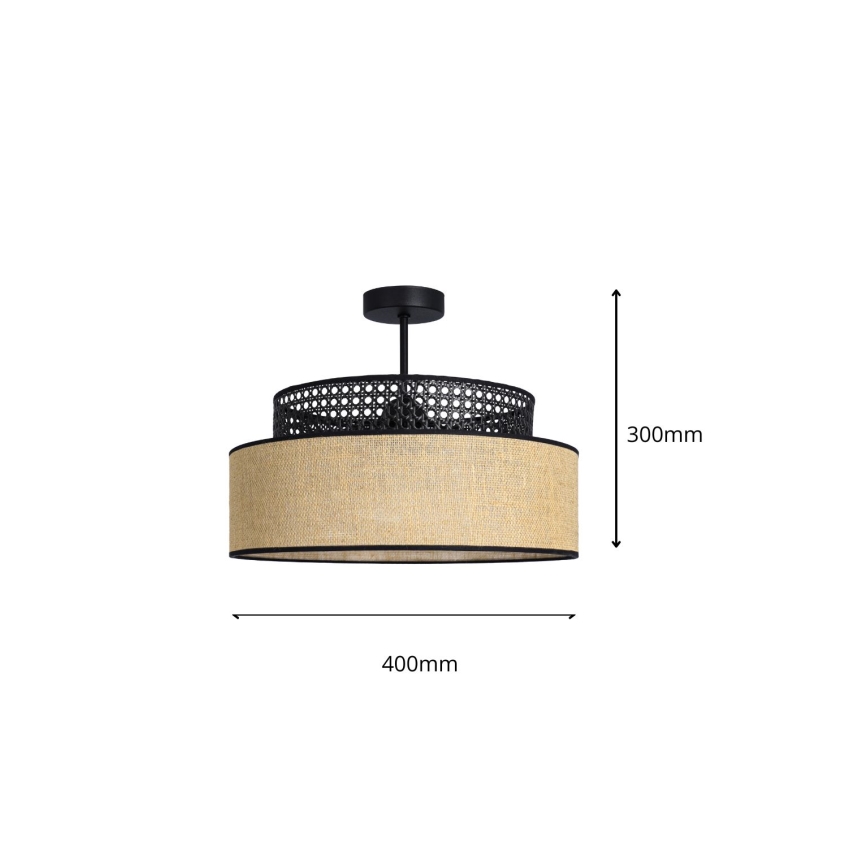 Полилей за повърхностен монтаж BOHO 1xE27/60W/230V черен/ратан
