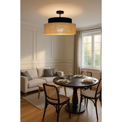 Полилей за повърхностен монтаж BOHO 1xE27/60W/230V Ø 40 см черен/бежов