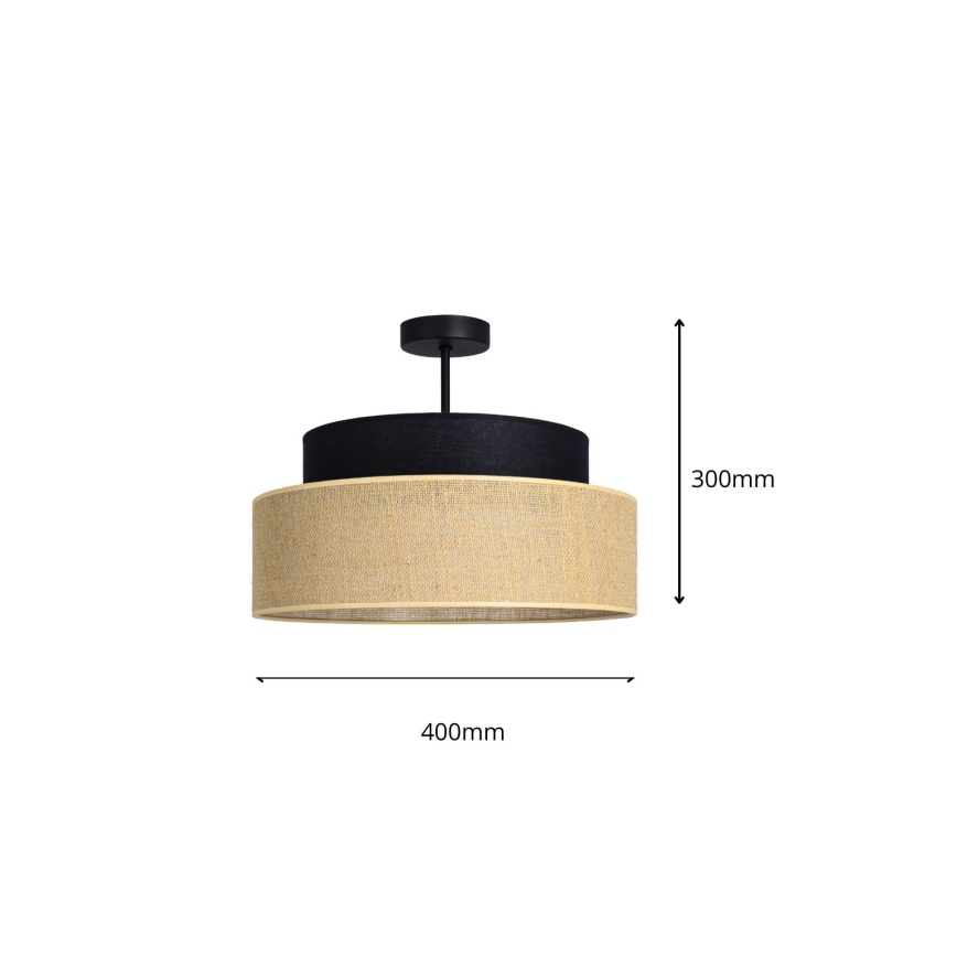 Полилей за повърхностен монтаж BOHO 1xE27/60W/230V Ø 40 см черен/бежов