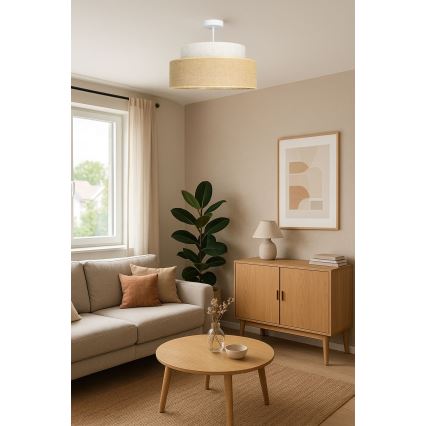 Полилей за повърхностен монтаж BOHO 1xE27/60W/230V Ø 40 см кремав/бежов