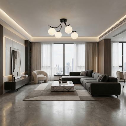 Полилей за повърхностен монтаж BOSTON 4xE14/10W/230V черен