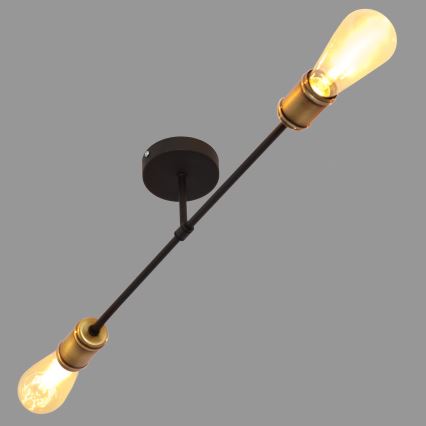 Полилей за повърхностен монтаж CAMBRIDGE 2xE27/15W/230V черен/златист