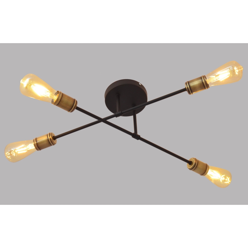Полилей за повърхностен монтаж CAMBRIDGE 4xE27/20W/230V черен/златист