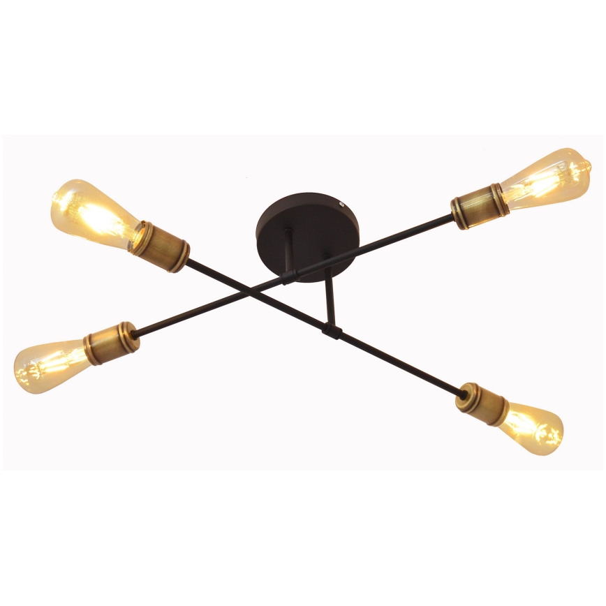 Полилей за повърхностен монтаж CAMBRIDGE 4xE27/20W/230V черен/златист