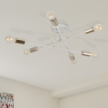 Полилей за повърхностен монтаж CAMBRIDGE 6xE27/15W/230V, месинг/бял