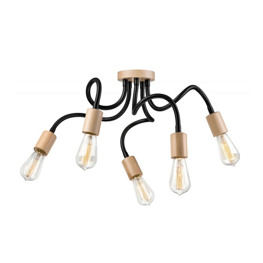 Полилей за повърхностен монтаж CAMERON 5xE27/60W/230V бук