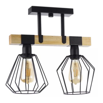 Полилей за повърхностен монтаж CAMEROON 2xE27/60W/230V черен/дървен