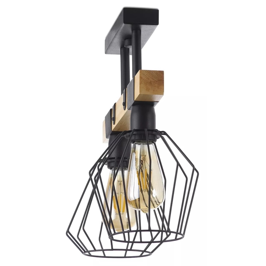 Полилей за повърхностен монтаж CAMEROON 2xE27/60W/230V черен/дървен