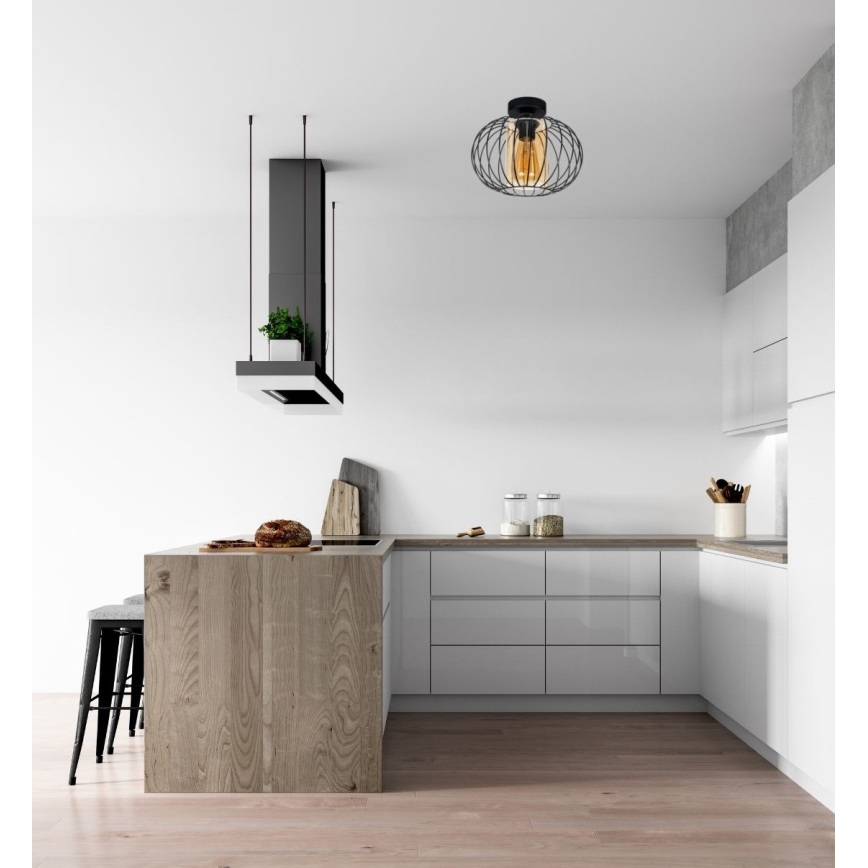 Полилей за повърхностен монтаж CORRINI 1xE27/60W/230V Ø 25 см черен/бежов