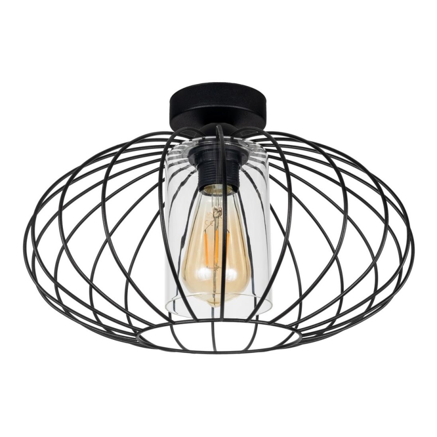 Полилей за повърхностен монтаж CORRINI 1xE27/60W/230V Ø 34 см черен/прозрачен