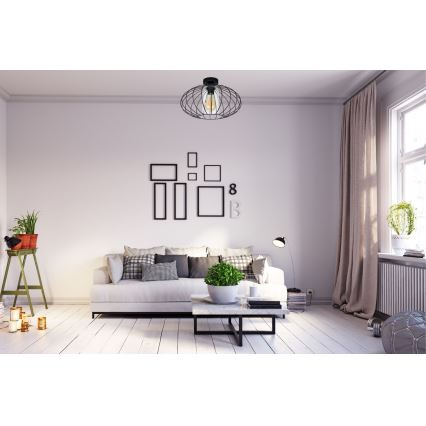 Полилей за повърхностен монтаж CORRINI 1xE27/60W/230V Ø 34 см черен/прозрачен