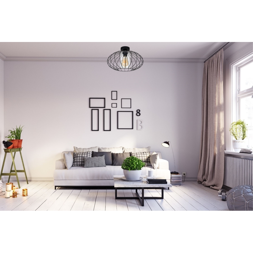 Полилей за повърхностен монтаж CORRINI 1xE27/60W/230V Ø 34 см черен/прозрачен