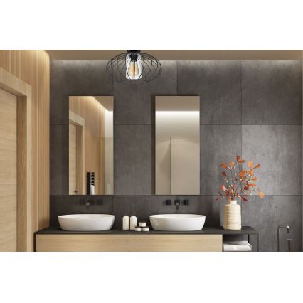 Полилей за повърхностен монтаж CORRINI 1xE27/60W/230V Ø 34 см черен/прозрачен