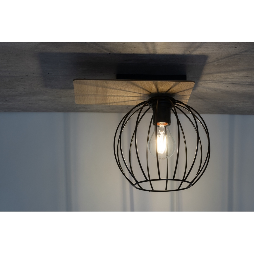 Полилей за повърхностен монтаж CYBER 1xE27/60W/230V дървен/черен