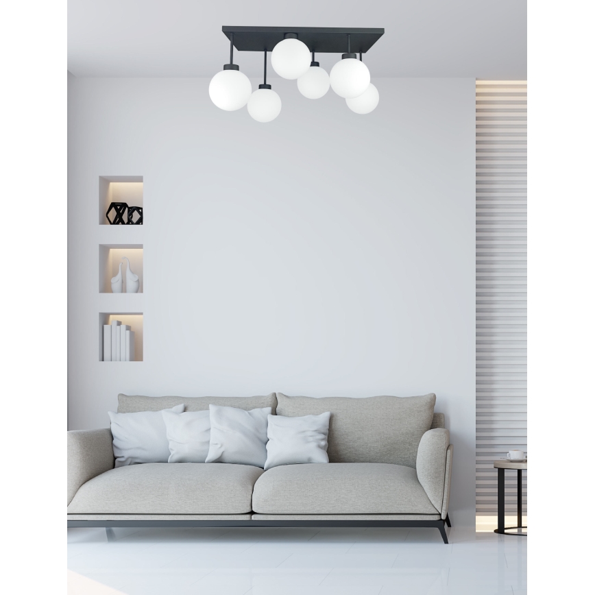 Полилей за повърхностен монтаж DEA 6xE14/60W/230V черен/бял
