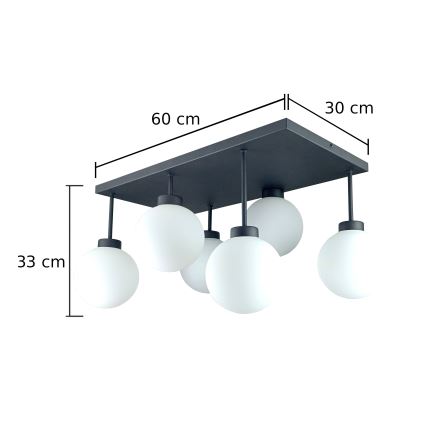 Полилей за повърхностен монтаж DEA 6xE14/60W/230V черен/бял