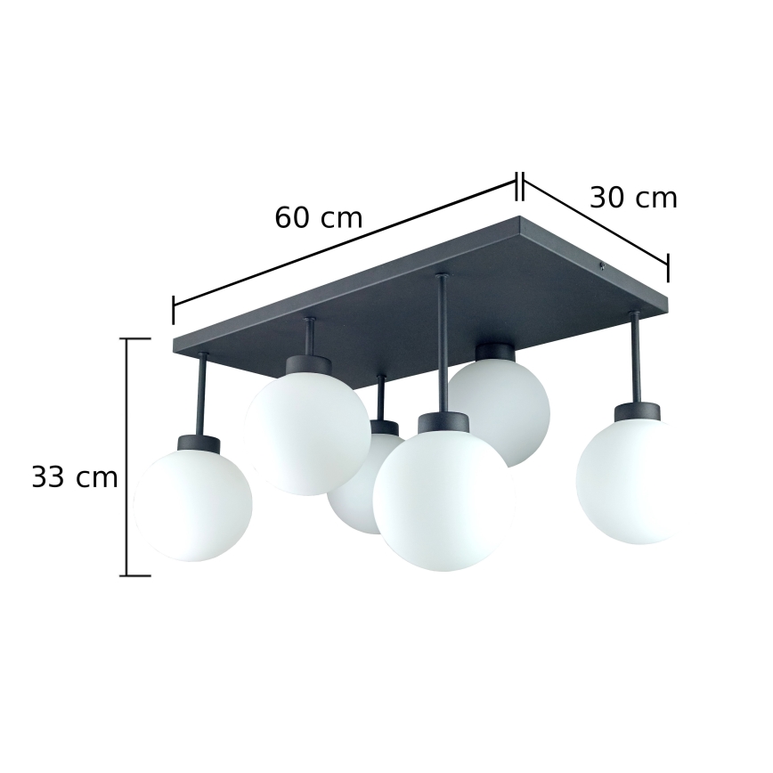 Полилей за повърхностен монтаж DEA 6xE14/60W/230V черен/бял