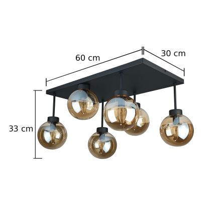 Полилей за повърхностен монтаж DEA 6xE14/60W/230V черен/опушен бежов
