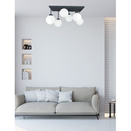 Полилей за повърхностен монтаж DEA 6xE14/60W/230V черен/бял