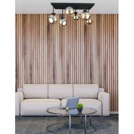 Полилей за повърхностен монтаж DEA 6xE14/60W/230V черен/опушен бежов