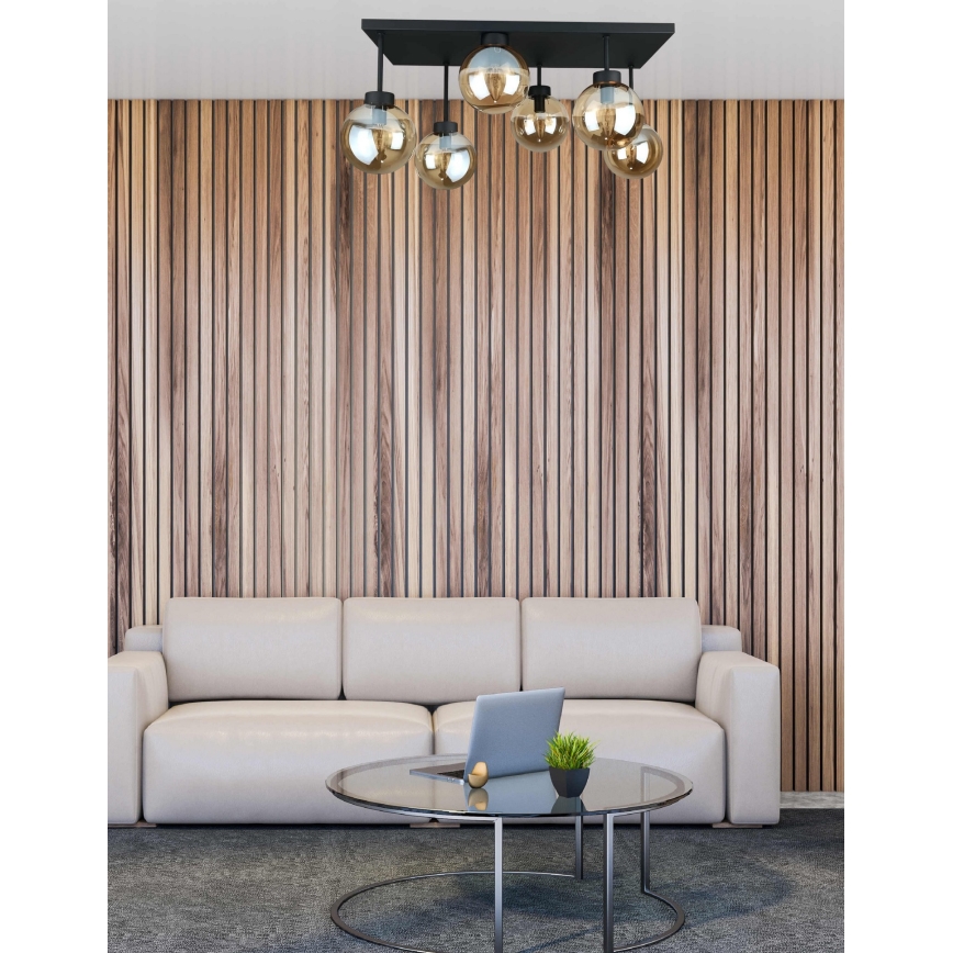 Полилей за повърхностен монтаж DEA 6xE14/60W/230V черен/опушен бежов