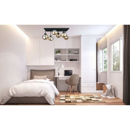 Полилей за повърхностен монтаж DEA 6xE14/60W/230V черен/опушен бежов